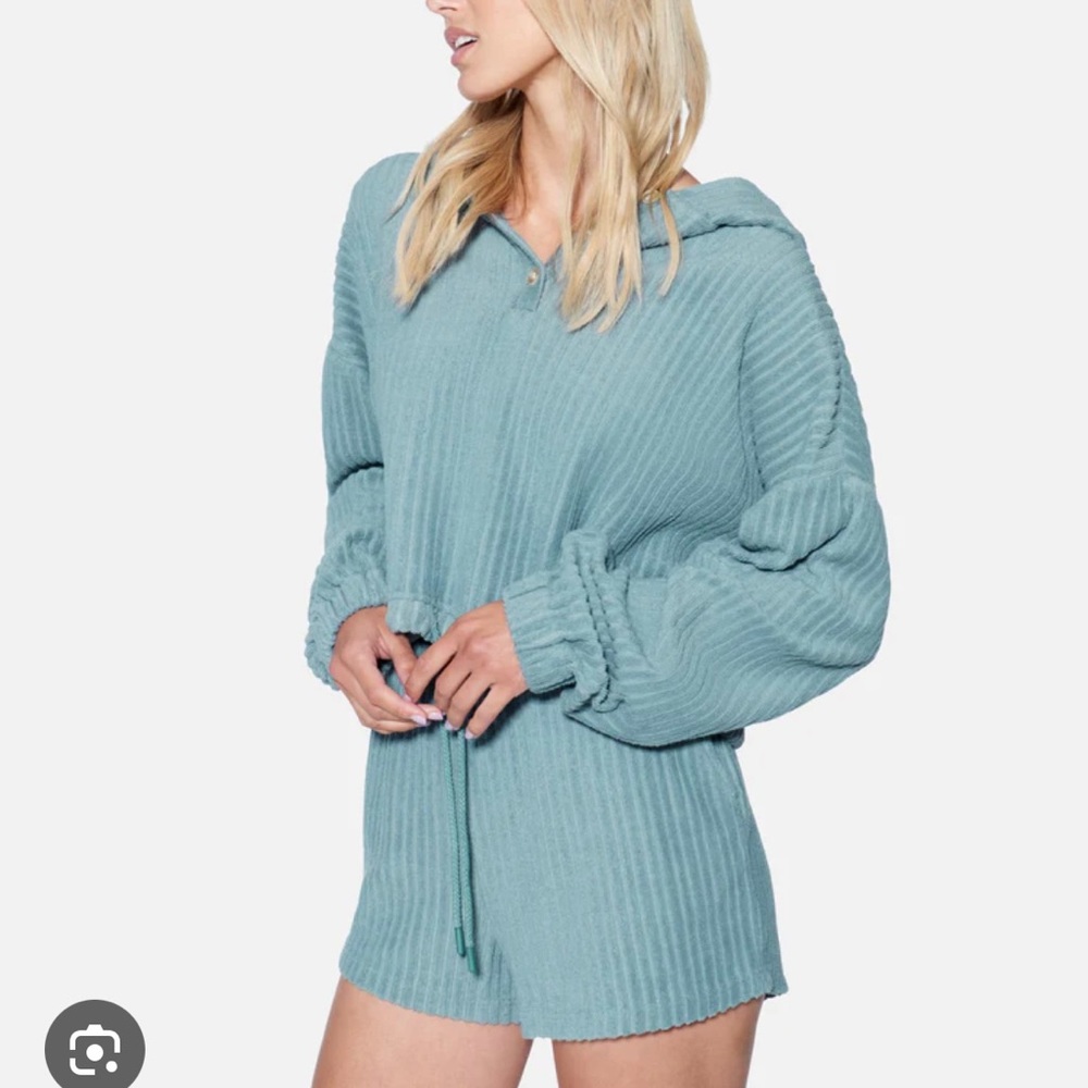 Hurley Trista Blue Terry Hoodie & Shorts Set
